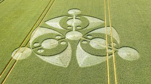 Eye-shaped crop circle discovered in Wiltshire farmer's field